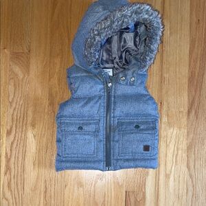 Janie and Jack Gray Vest with Faux Fur